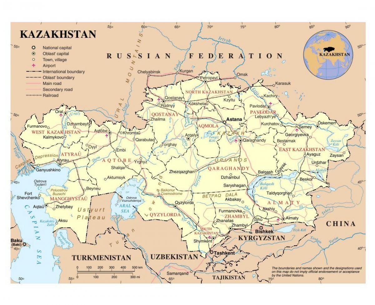 карта Казахстана аэропортов