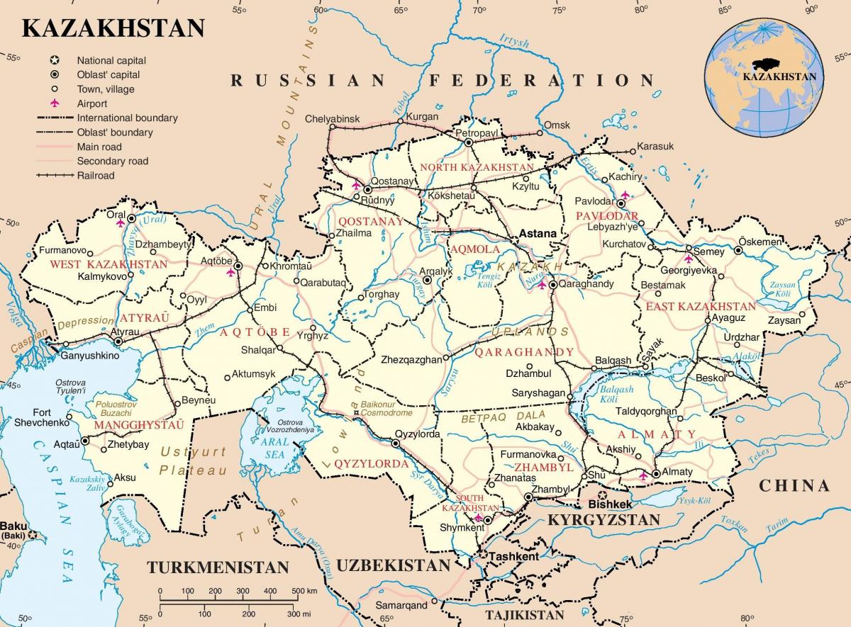 карта Казахстана политические
