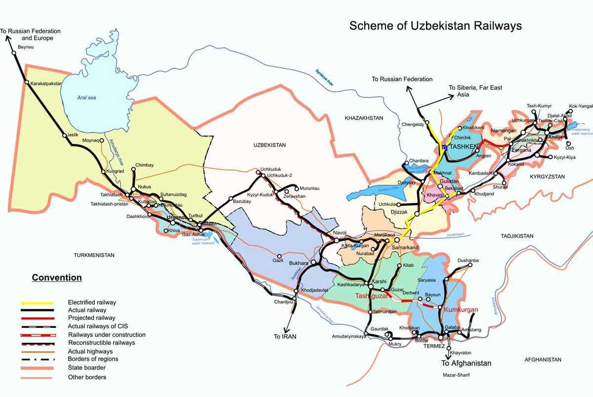 Казахстан на поезде на карте