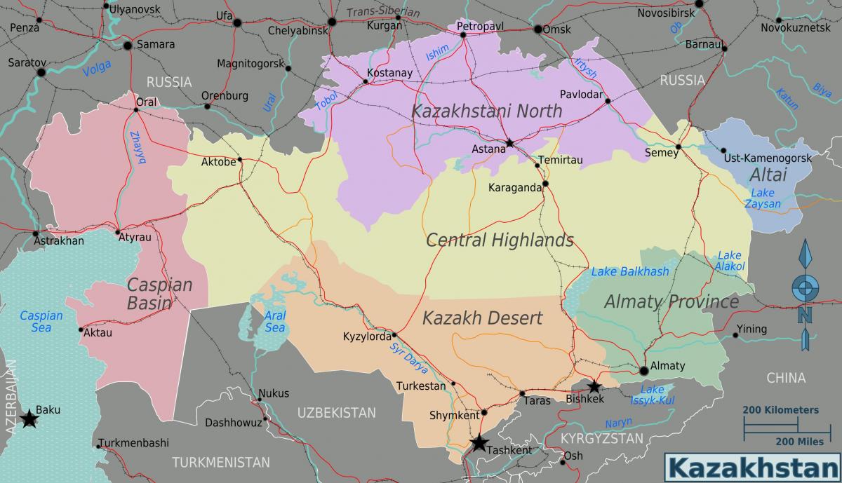 карта регионов Казахстана
