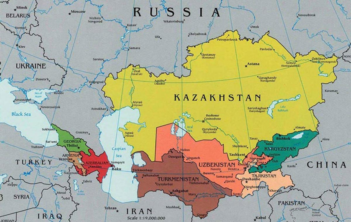 карта Казахстана соседних стран